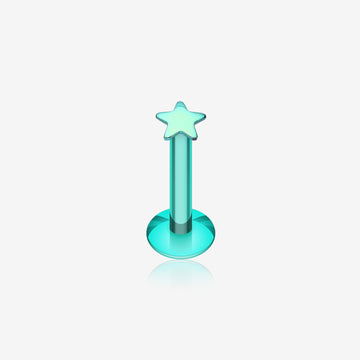 Colorline PVD Star Top Internally Threaded Labret-Green